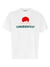Casablanca T-shirt Girocollo Con Logo Sul Fronte In Cotone Bianca Uomo In Multi