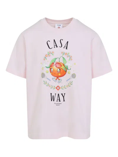 Casablanca Casa Way Orange Mascot Short Sleeve T-shirt In White