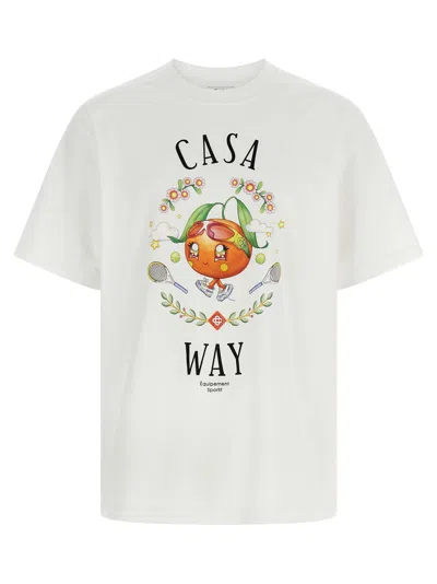 CASABLANCA CASA WAY ORANGE MASCOT T-SHIRT WHITE