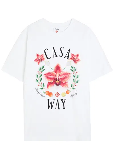 CASABLANCA CASABLANCA CASA WAY ORCHID PRINTED COTTON T-SHIRT