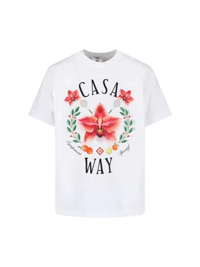 Casablanca Casa Way Orchid Organic Cotton T Shirt In White