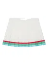 Casablanca White Silk Pleated Striped Skirt In White