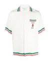 Casablanca Mens Tbc Cuban-collar Graphic-pattern Silk Shirt In White