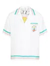 Casablanca Mens Tbc Cuban-collar Graphic-pattern Silk Shirt In White