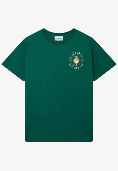 Casablanca Casa Way Printed Organic Cotton-jersey T-shirt In Green