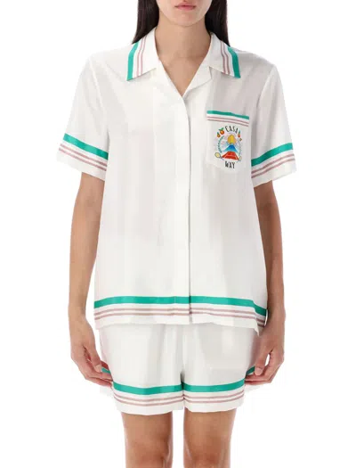 Casablanca Casa Way Short Sleeves Silk Shirt In Multi