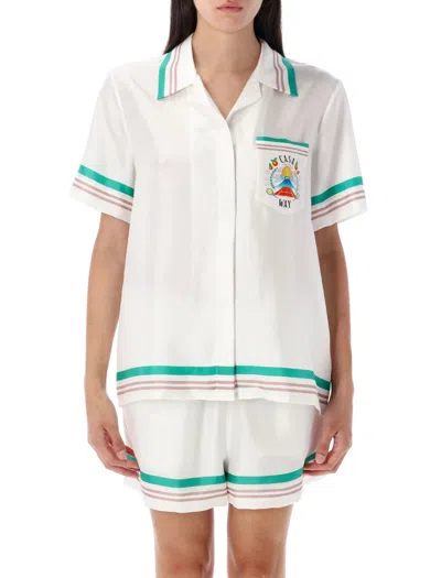 Casablanca Casa Way Short Sleeves Silk Shirt In White