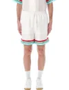 Casablanca Mens Casa Way World Series Relaxed-fit Striped Silk Shorts In White