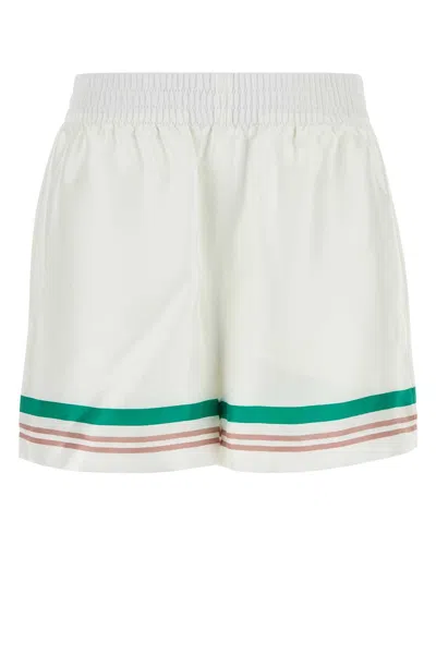 Casablanca Casa Way Silk Shorts In White