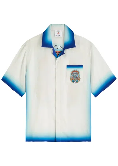 Casablanca Casa Way Skate Printed Silk-satin Shirt In White