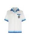 Casablanca White Shirt With Cuban Collar And Maxi Logo Printed On The Back In Silk Man In White