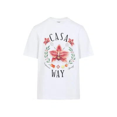 Casablanca Casa Way Orchid Organic Cotton T Shirt In White
