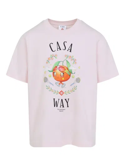 Casablanca Pale Pink Casa Way Orange Mascot T-shirt In Multi