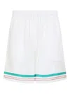 Casablanca Mens Casa Way Graphic-print Drawstring Silk Shorts In White