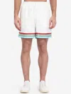 Casablanca Mens Casa Way World Series Relaxed-fit Striped Silk Shorts In White