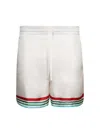 Casablanca Mens Casa Way World Series Relaxed-fit Striped Silk Shorts In White