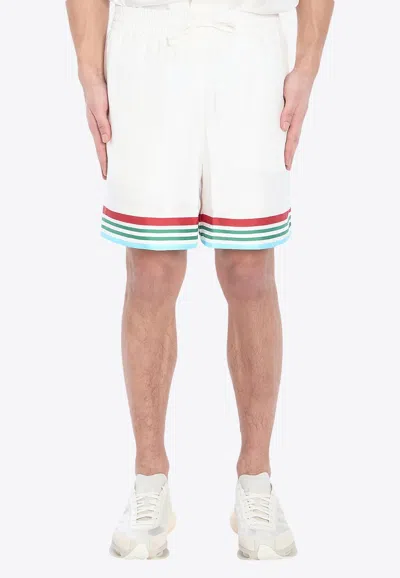 CASABLANCA CASA WAY WORLD SERIES SILK BERMUDA SHORTS