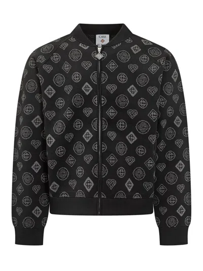 CASABLANCA CASABLANCA CASABLANCA BLACK JACKET WITH ALL OVER LOGO