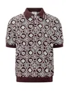 Casablanca Monogram Knit Short-sleeved Polo T-shirt In Brown