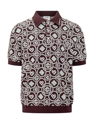 CASABLANCA CASABLANCA CASABLANCA BORDEAUX POLO WITH ALL OVER LOGO