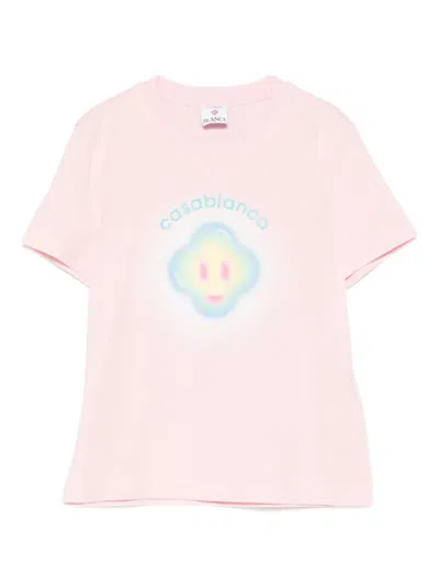 Casablanca Women Airbrush Smiley Fitted Short-sleeve T-shirt In Pink