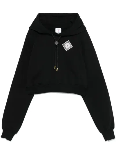Casablanca Embellished Cropped Hoodie In Black