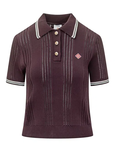CASABLANCA CASABLANCA CASABLANCA KNIT POLO WITH STRIPED DETAILS