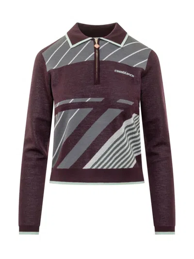 CASABLANCA CASABLANCA CASABLANCA KNIT POLO WITH ZIP