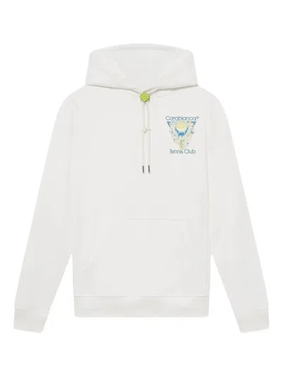 Casablanca Tennis Club Logo-print Hooded Cotton Sweatshirt In White