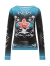 Casablanca Gradient Long-sleeve Top With Orchid Graphic In Multi