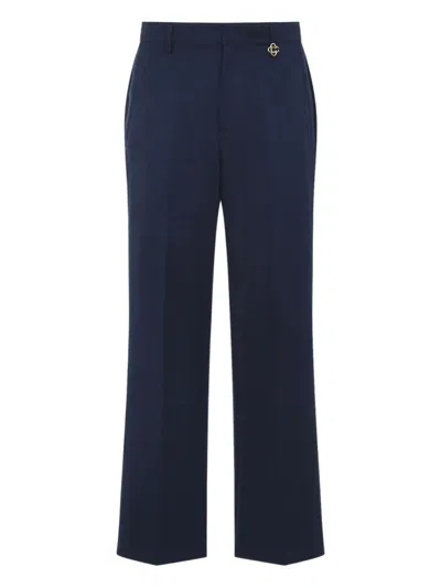 Casablanca Monogram-pattern Charm-detail Trousers In Blue