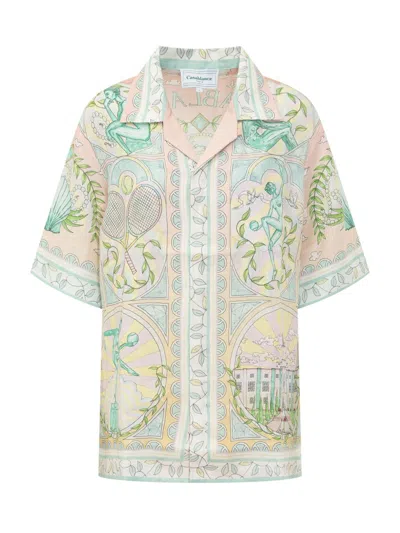 Casablanca Palace Shirt In Linen In Pink