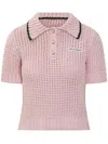 Casablanca Mouline Crochet-knit Cropped Polo In Pink
