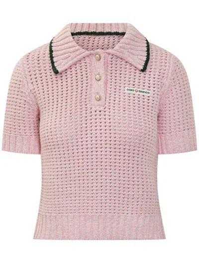 Casablanca Pink Knitted Polo Shirt
