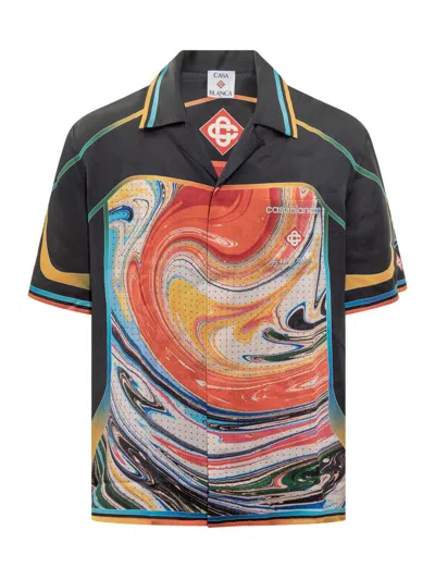 Casablanca Shirt With Multicolor Abstract Print In Black