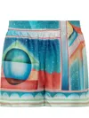 Casablanca Shorts In Multicolor Silk In Blue
