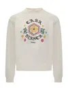 Casablanca Crewneck Sweater With Floral Embroidery In Multi