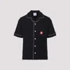 Casablanca Black Shirt With Classic Lapels And All-over Embossed Monogram In Black