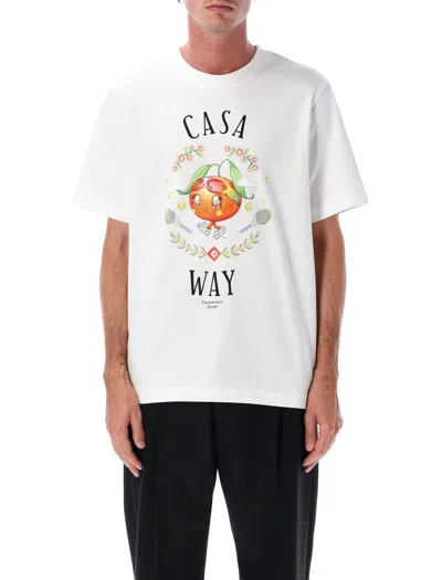 CASABLANCA CASABLANCA WHITE CASA WAY ORANGE MASCOT T-SHIRT