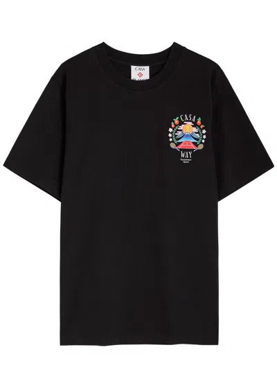 Casablanca Casaway Mountain Logo Cotton T-shirt In Black