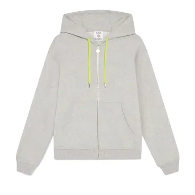 Pre-owned Casablanca Cashmere Blend Zip Up Hooded Sweatshirt 'grey Marble' | Men's Size Xl In Gray