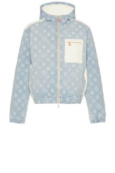 Casablanca Cashmere Terry & Denim Reversible Jacket In Blue