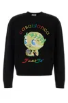 Casablanca Character Intarsia Wool Crewneck Sweater In Black