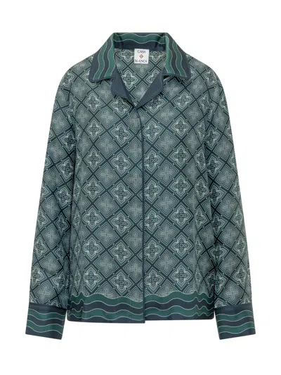 Casablanca Geometric Silk Pyjama Shirt In Gray
