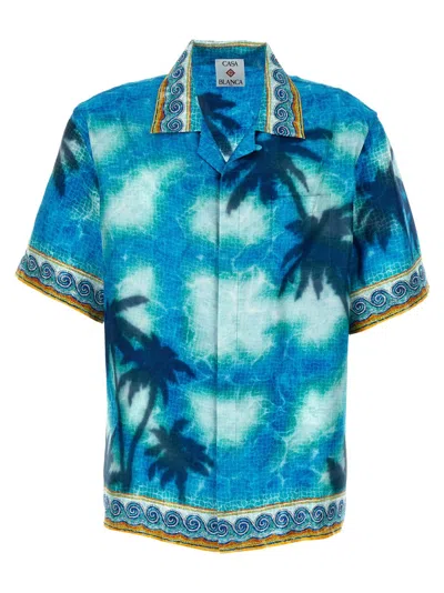 Casablanca Caustics Emblem Short-sleeved Shirt In Blue