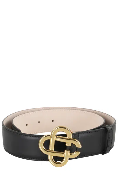 Casablanca Cc Logo Leather Belt In Black