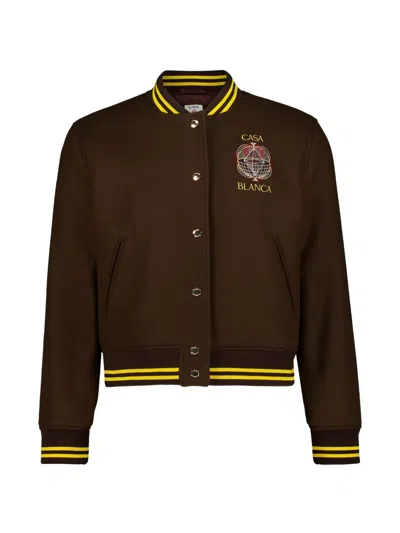 Casablanca Celestial Pyramid Varsity Jacket In Brown