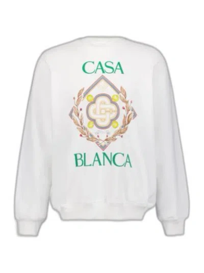 Casablanca Championship Diamond Print Unisex Sweatshirt In White