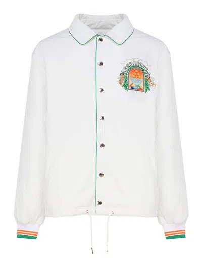 Casablanca Logo Shirt Jacket With Contrasting Buttons In White