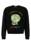 Casablanca Character Intarsia Wool Crewneck Sweater In Black